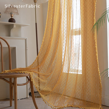 Yellow Sheer Curtains丨Semi Sheer Curtains丨Cute Curtains