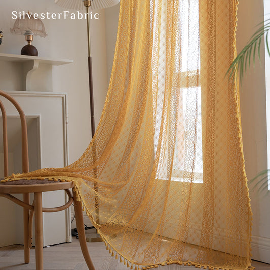 Yellow Sheer Curtains丨Semi Sheer Curtains丨Cute Curtains
