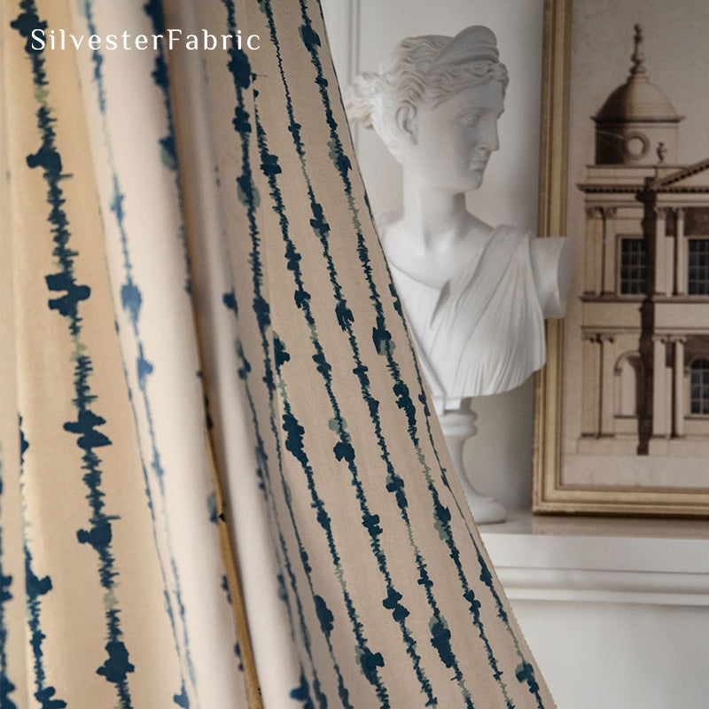 White Curtains丨Striped Printed Curtains丨Living Room Curtains