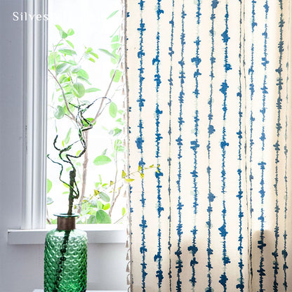 White Curtains丨Striped Printed Curtains丨Living Room Curtains