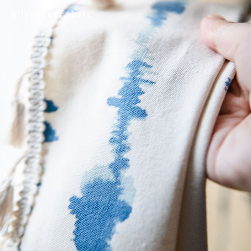 White Curtains丨Striped Printed Curtains丨Living Room Curtains