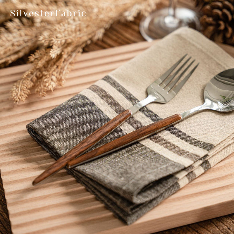 beige striped farmhouse placemats for everyday dining