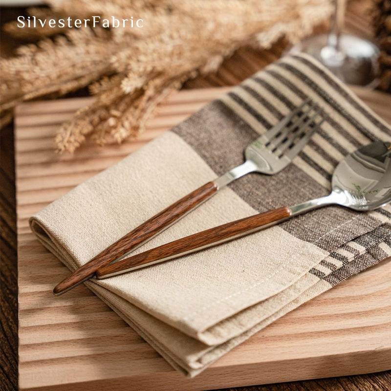 beige farmhouse striped placemats for everyday dining
