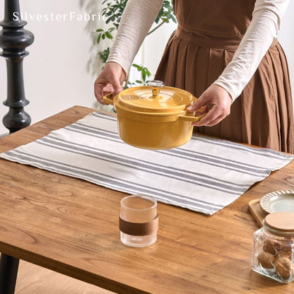 white farmhouse striped placemats for everyday dining