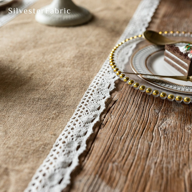 Burlap table runner on the table