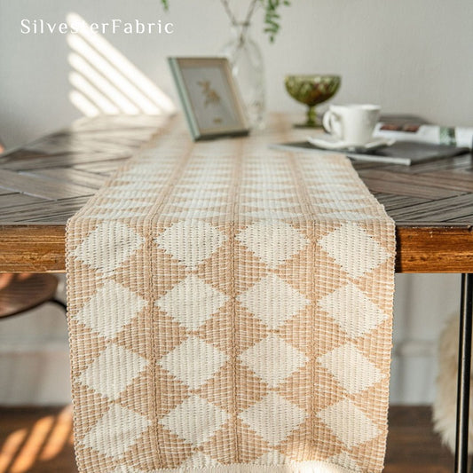 Close‑up of Beige Diamond Table Runner corner
