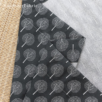 Farmhouse Tree Printed Black Curtains