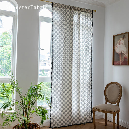 Tree Printed Curtains丨White Curtains丨Farmhouse Kitchen Curtains