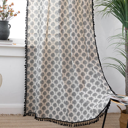 Tree Printed Curtains丨White Curtains丨Farmhouse Kitchen Curtains