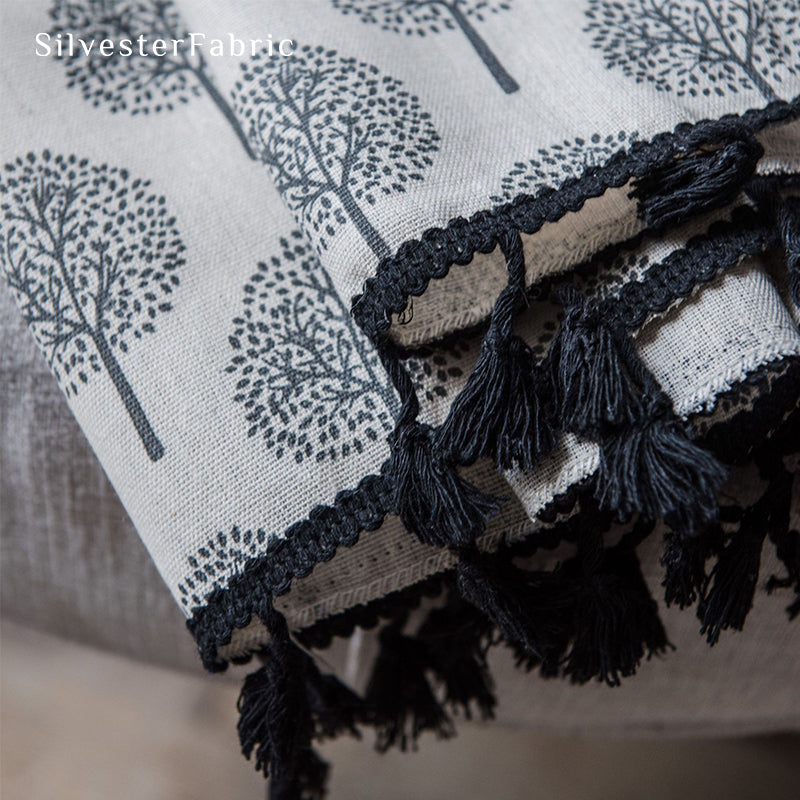 Tree Printed Curtains丨White Curtains丨Farmhouse Kitchen Curtains