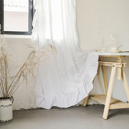 French Ruffled White Curtains