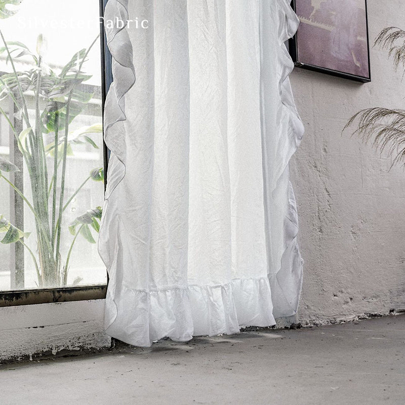 French Ruffled White Curtains