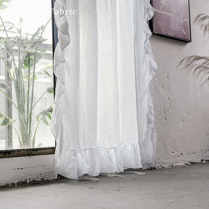 French Ruffled White Curtains