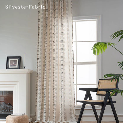 White Curtains丨Farmhouse Floral Curtains丨Striped Curtains
