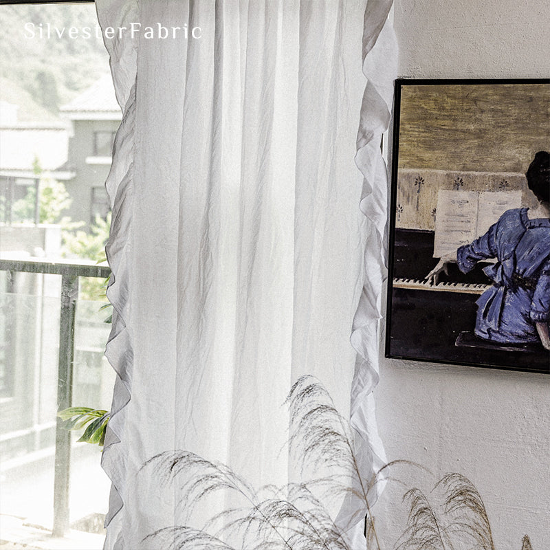 French Ruffled White Curtains