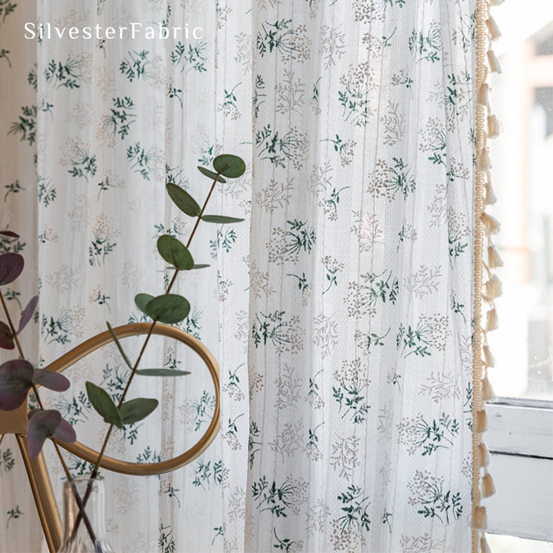 Close‑up of Floral Cafe Curtain corner
