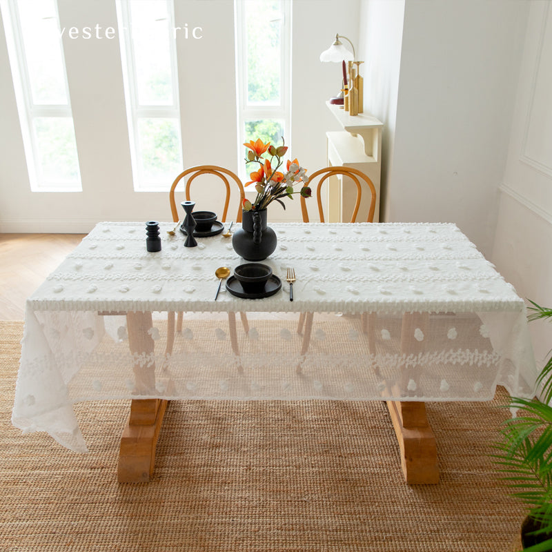 white French tufted tablecloth for everyday dining