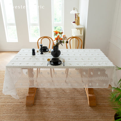 white French tufted tablecloth for everyday dining