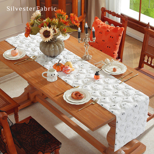 White Halloween Table Runner