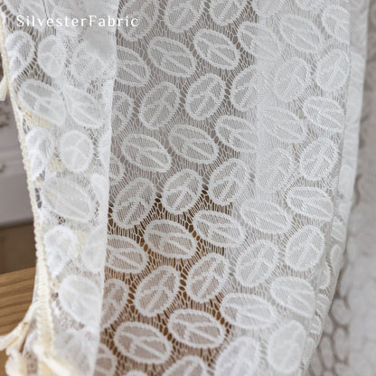 Close‑up of White Farmhouse Sheer Curtain corner