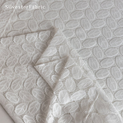 Close‑up of White Leaf Farmhouse Sheer Curtain