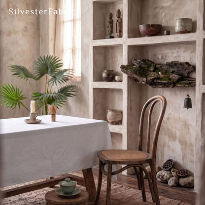 solid white rectangle tablecloth collection showing pattern range