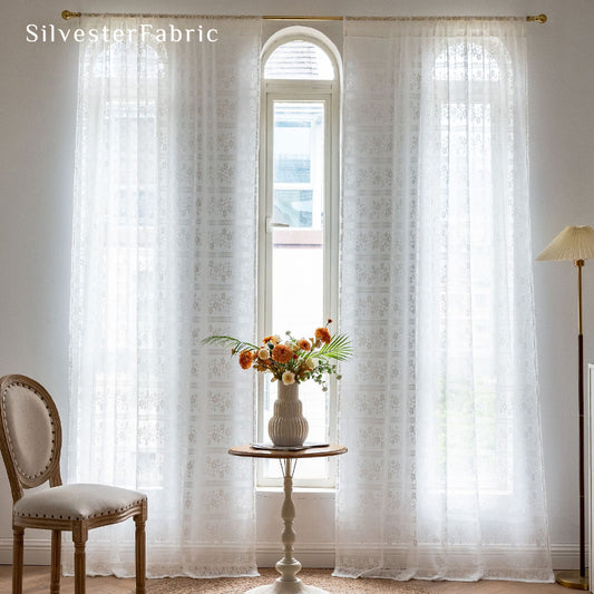 Floral White Sheer Curtains
