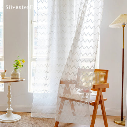 White Curtains丨Semi Sheer Curtains丨Wavy Sheer Curtains