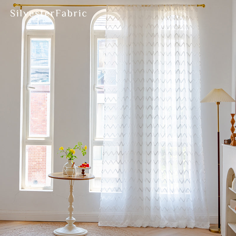 White Curtains丨Semi Sheer Curtains丨Wavy Sheer Curtains