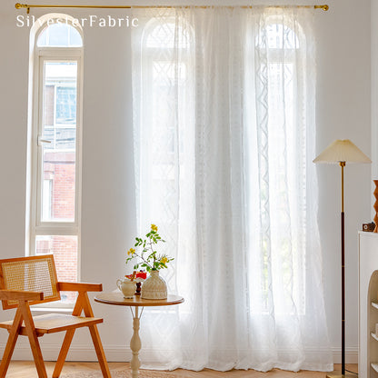 Semi Sheer Curtains丨White Curtains丨Geometric Curtains