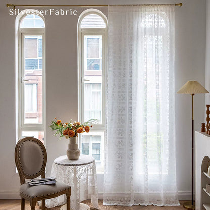 Floral White Sheer Curtains