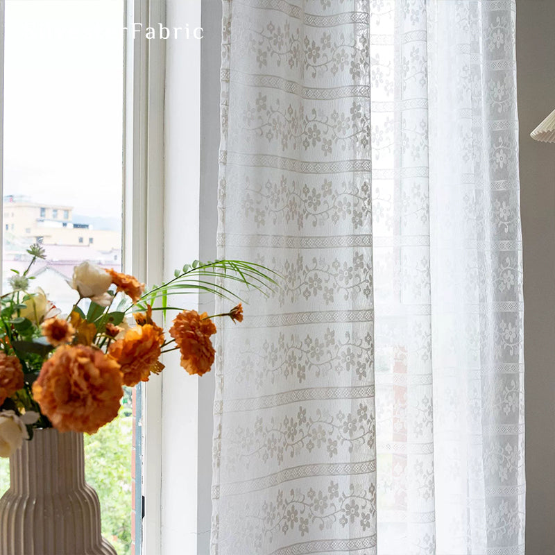 Floral White Sheer Curtains