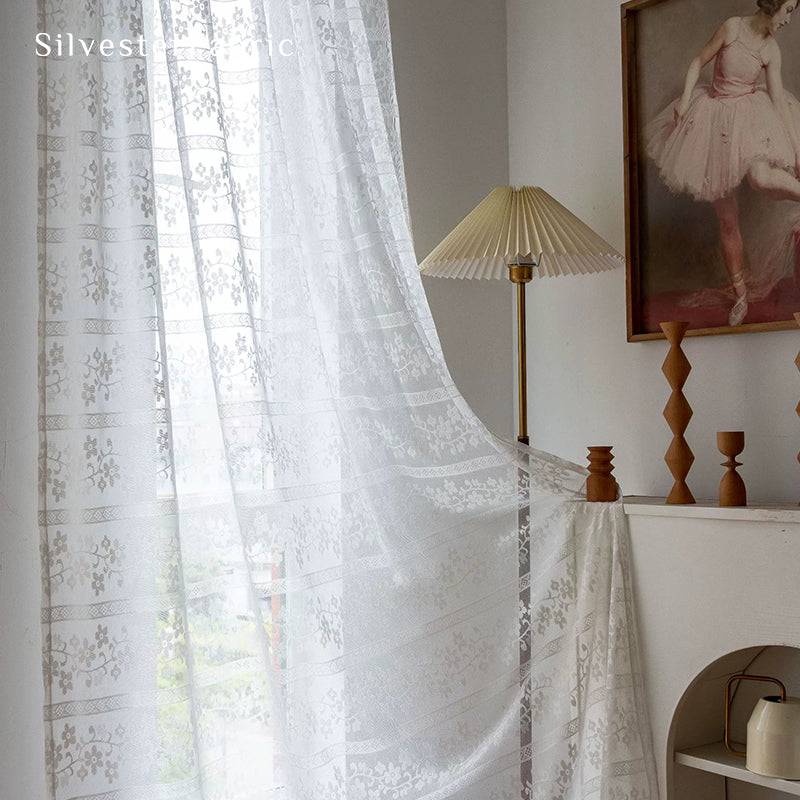 Floral White Sheer Curtains