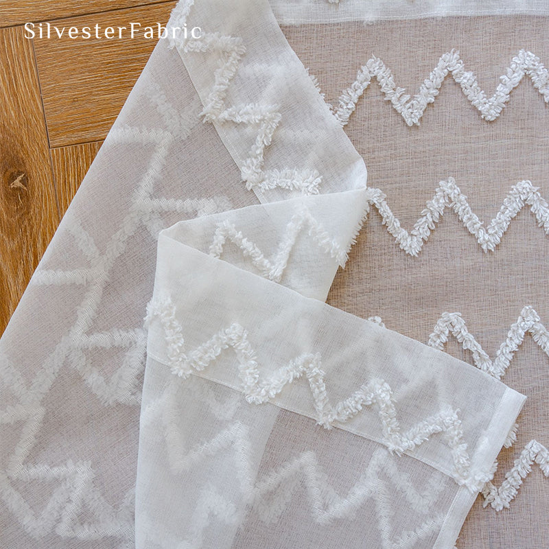 White Curtains丨Semi Sheer Curtains丨Wavy Sheer Curtains