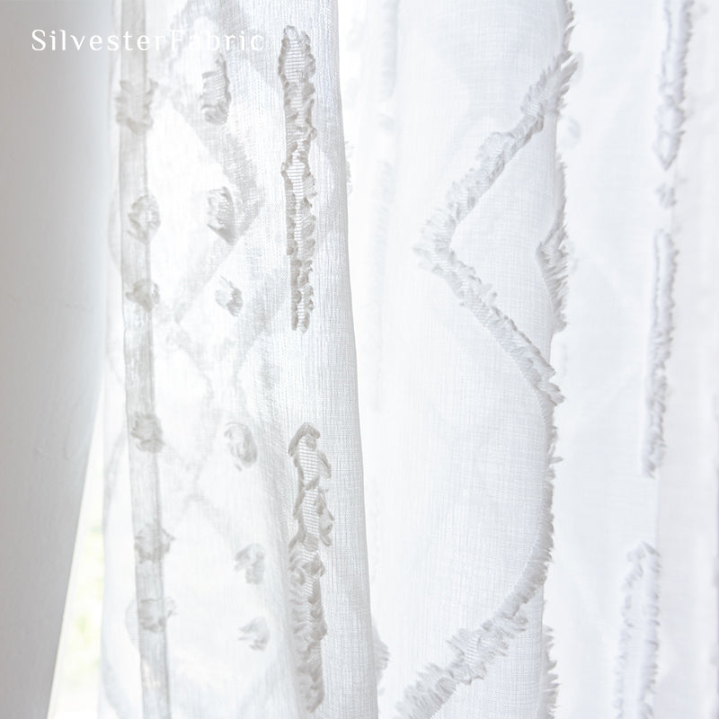Semi Sheer Curtains丨White Curtains丨Geometric Curtains