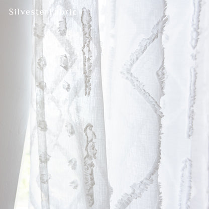 Semi Sheer Curtains丨White Curtains丨Geometric Curtains