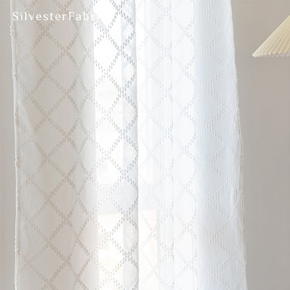 White Curtains丨Semi Sheer Curtains丨Geometric Curtains