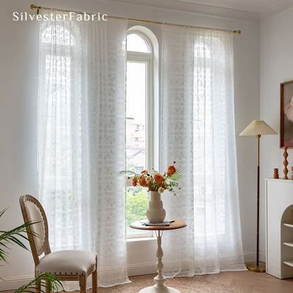Floral White Sheer Curtains