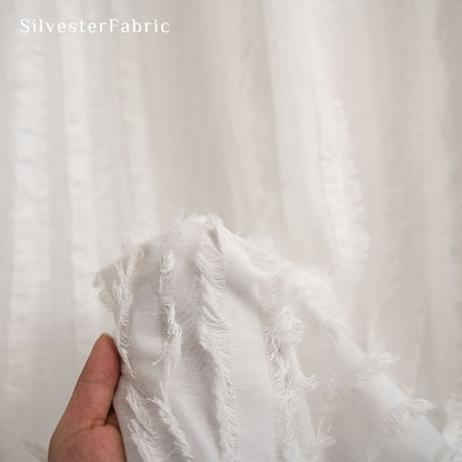 white farmhouse striped curtain fabric texture