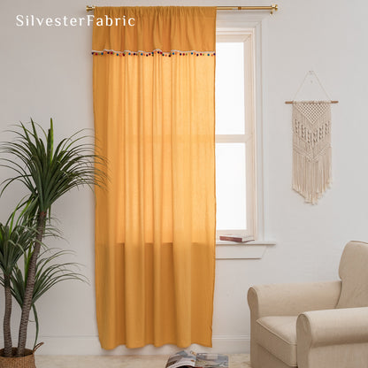 Farmhouse Kitchen Curtains丨Yellow Curtains丨Semi Sheer Curtain