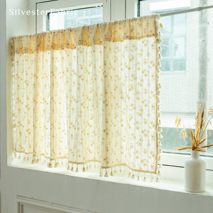 Close‑up of  Floral Cafe Curtain corner