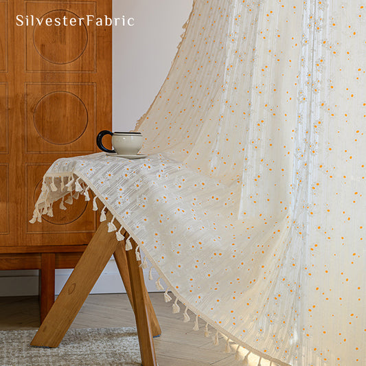 Close‑up of Yellow Daisy Floral Curtain corner
