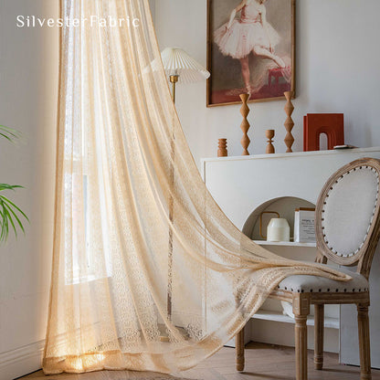 Yellow Lace Sheer Curtains丨Living Room Sheer Curtains