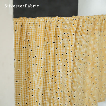 Close‑up of Yellow Plaid Cafe Curtain corner