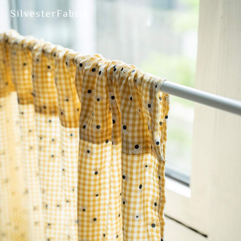 Close‑up of Plaid Cafe Curtain corner