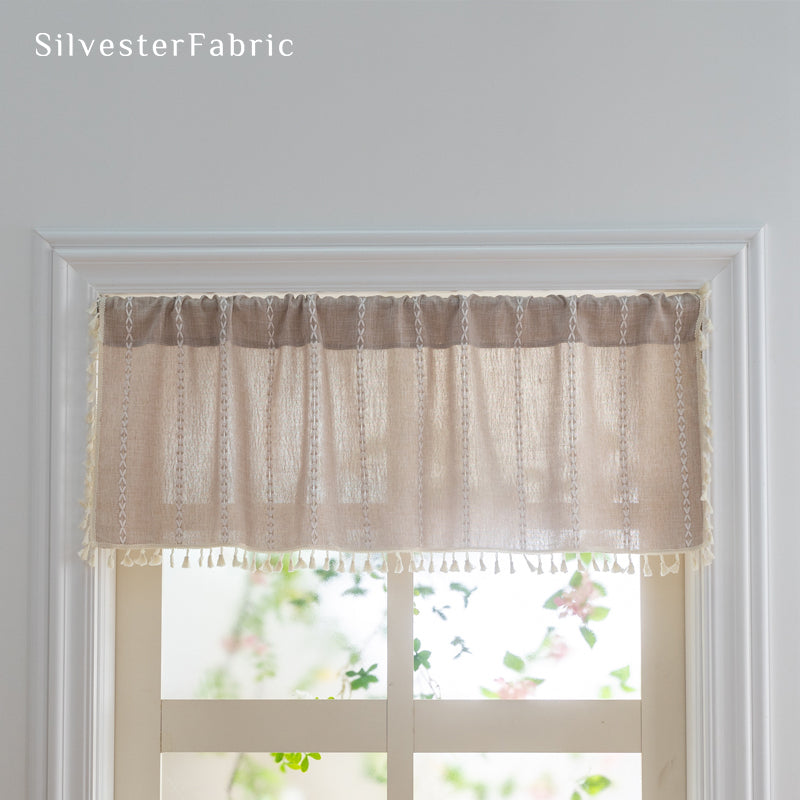 Close‑up of Beige French Cafe Curtain corner