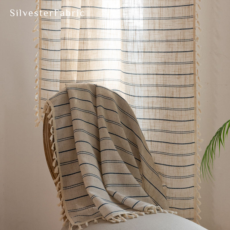 Close‑up of Beige Striped Curtain corner