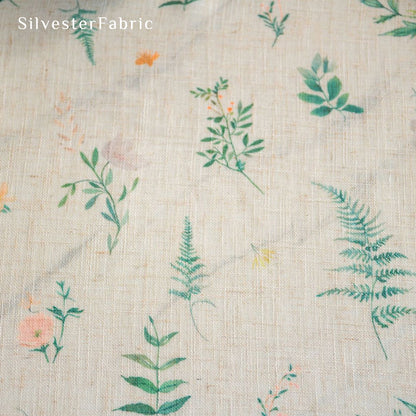floral farmhouse tablecloth fabric close-up