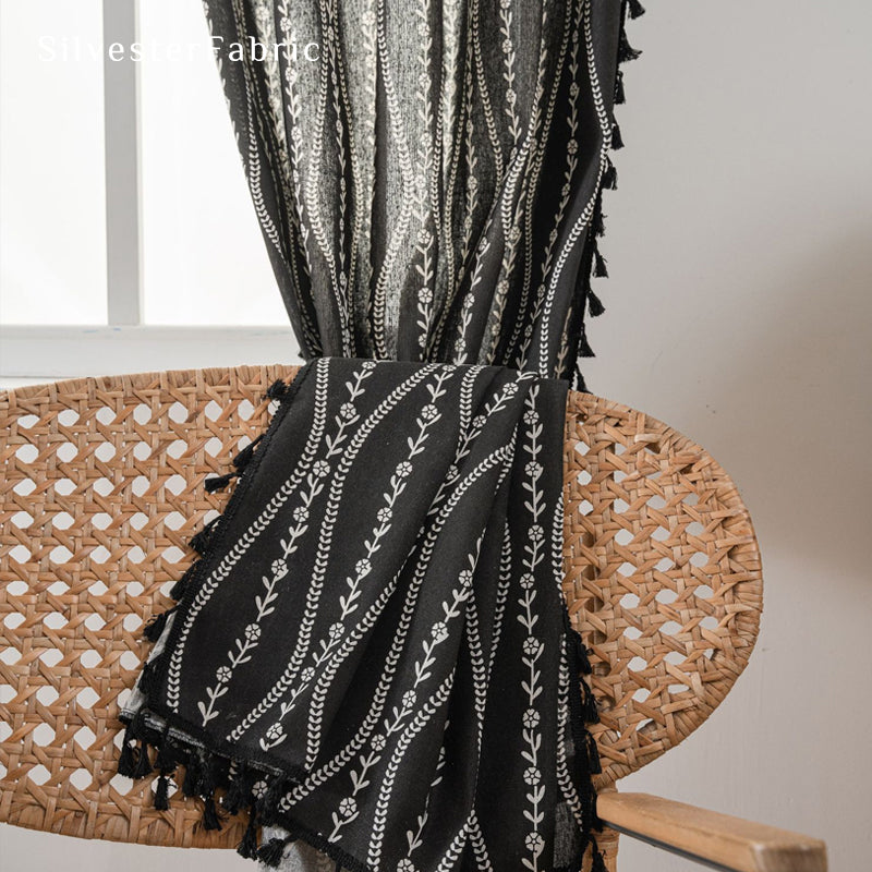 Close‑up of Black Stripes Curtain corner