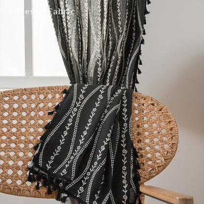 Close‑up of Black Stripes Curtain corner